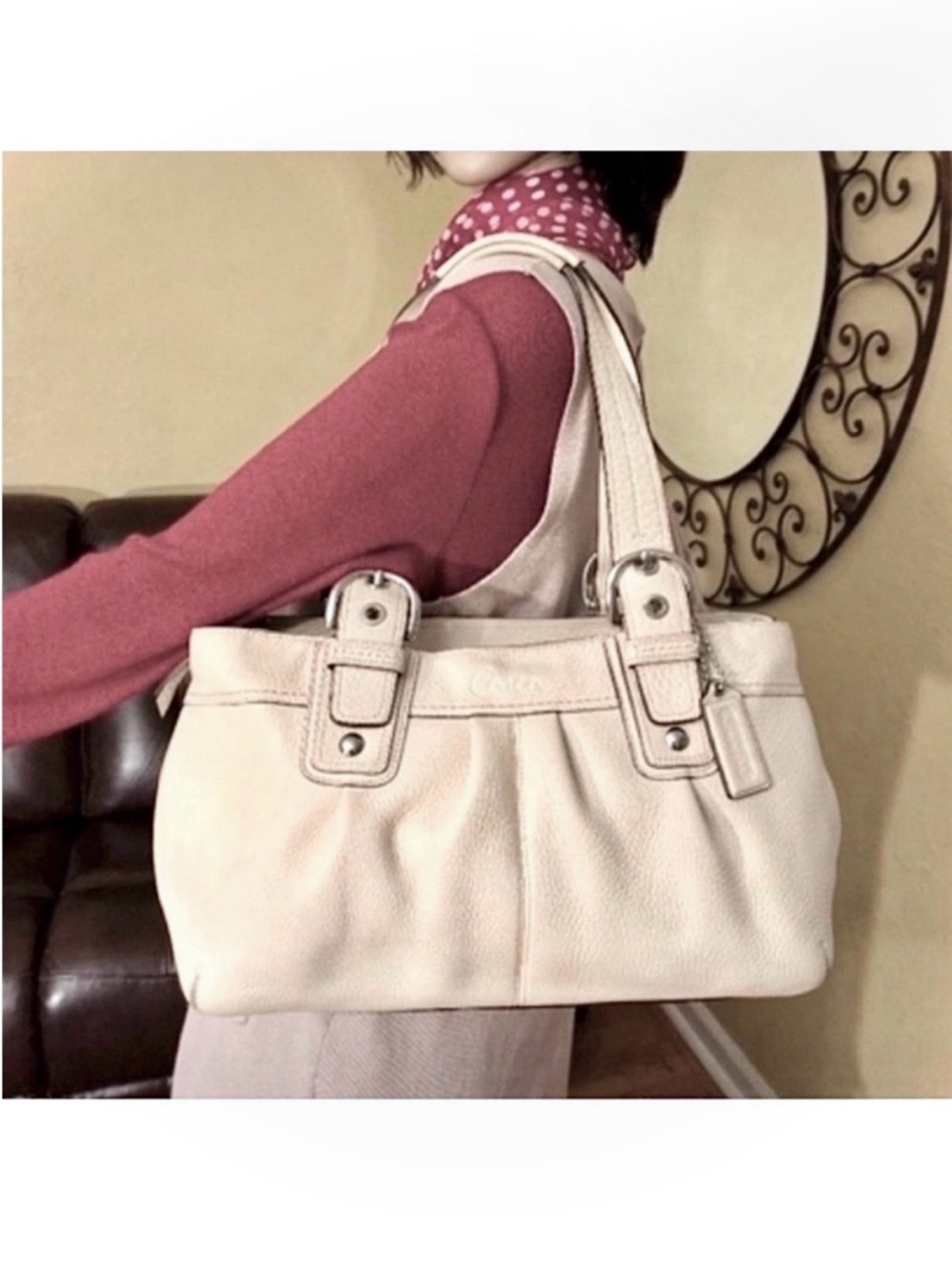 Coach Vintage Lg Soho Pleated F13732 Shopper Leather